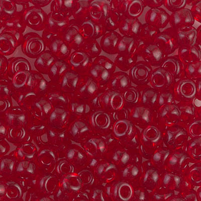 6-141:  6/0 Transparent Ruby Miyuki Seed Bead 