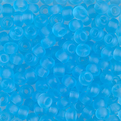 6-148F:  6/0 Matte Transparent Aqua Miyuki Seed Bead 