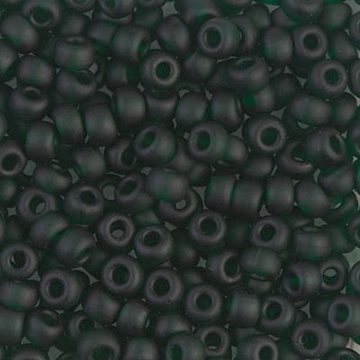 6-156F:  6/0 Matte Transparent Dark Emerald Miyuki Seed Bead 