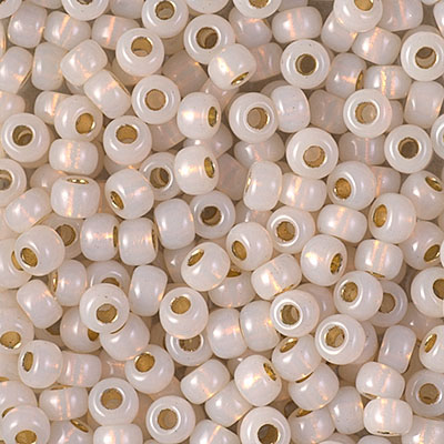 6-196:  6/0 24kt Yellow Gold Lined Opal Miyuki Seed Bead 