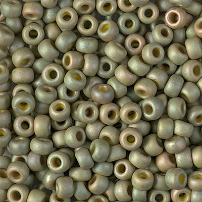6-2033:  6/0 Matte Opaque Light Olive Luster  Miyuki Seed Bead 