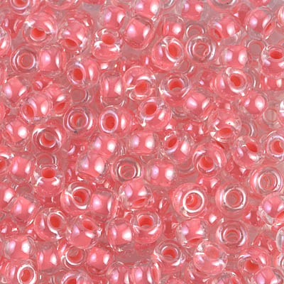 6-204:  6/0 Coral Lined Crystal  Miyuki Seed Bead 