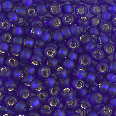 6-20F:  6/0 Matte Silverlined Cobalt Miyuki Seed Bead 