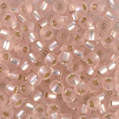 6-23F:  6/0 Matte Silverlined Light Blush Miyuki Seed Bead 