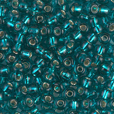 6-2425:  6/0 Silverlined Teal Miyuki Seed Bead 