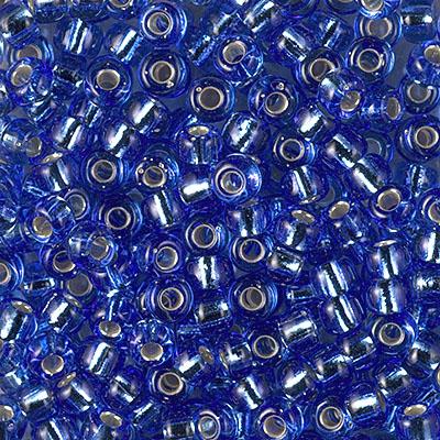 6-2431:  6/0 Silverlined Dark Cornflower Blue Miyuki Seed Bead 