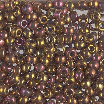 6-2449:  6/0 Transparent Tea Berry Gold Iris Miyuki Seed Bead 