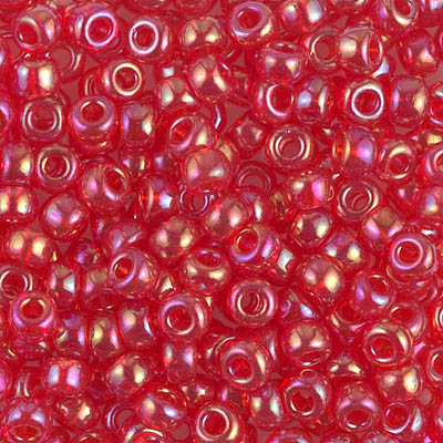 6-254D:  6/0 Transparent Dark Red AB Miyuki Seed Bead 
