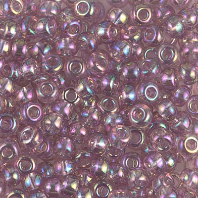 6-256D:  6/0 Transparent Dark Smoky Amethyst AB Miyuki Seed Bead 
