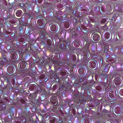6-264:  6/0 Raspberry Lined Crystal AB  Miyuki Seed Bead 