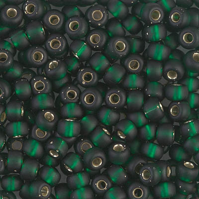 6-27F:  6/0 Matte Silverlined Dark Emerald  Miyuki Seed Bead 