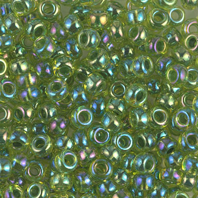 6-341:  6/0 Green Lined Chartreuse AB Miyuki Seed Bead 