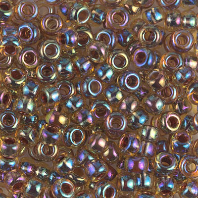 6-357:  6/0 Root Beer Lined Light Topaz AB   Miyuki Seed Bead 
