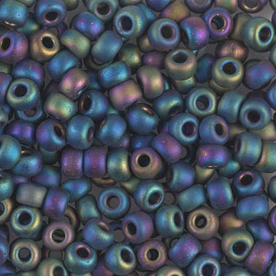 6-401FR:  6/0 Matte Black AB Miyuki Seed Bead 