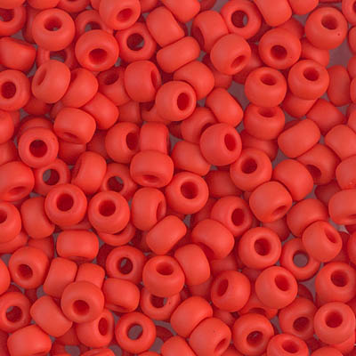 6-407F:  6/0 Matte Opaque Vermilion Red Miyuki Seed Bead 