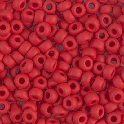 6-408F:  6/0 Matte Opaque Red Miyuki Seed Bead 