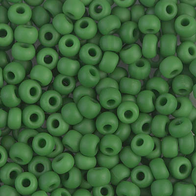 6-411F:  6/0 Matte Opaque Green Miyuki Seed Bead