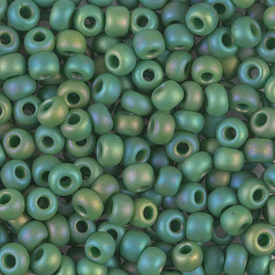 6-411FR:  6/0 Matte Opaque Green AB Miyuki Seed Bead