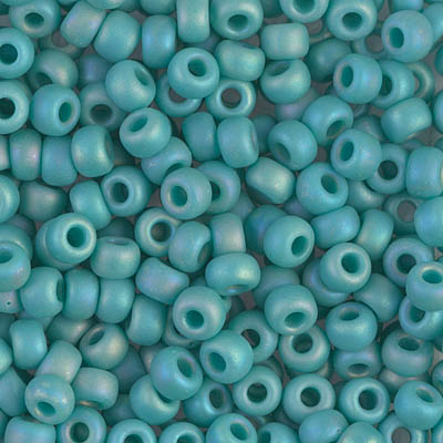 6-412FR:  6/0 Matte Opaque Turquoise Green AB Miyuki Seed Bead 