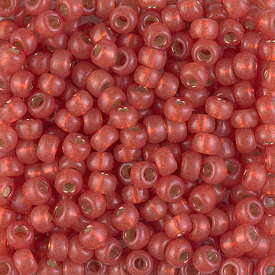 6-4244:  6/0 Duracoat Silverlined Dyed Persimmon Miyuki Seed Bead 