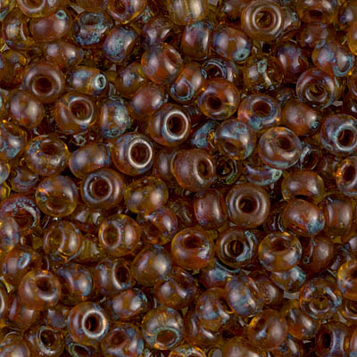 6-4501:  6/0 Transparent Light Topaz Picasso Miyuki Seed Bead 