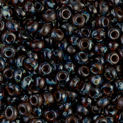 6-4502:  6/0 Transparent Dark Topaz Picasso Miyuki Seed Bead 