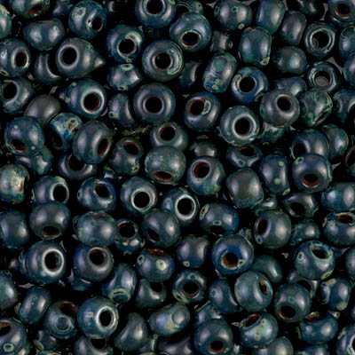 6-4516:  6/0 Opaque Dark Teal Picasso Miyuki Seed Bead 