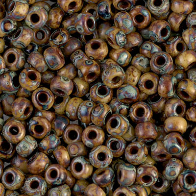 6-4517:  6/0 Opaque Brown Picasso Miyuki Seed Bead 