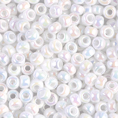 6-471:  6/0 White Pearl AB Miyuki Seed Bead (was 6-402R) 