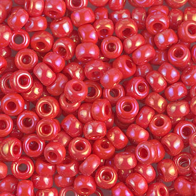 6-475:  6/0 Op Vermillion Red AB Miyuki Seed Bead (was 6-407R) 