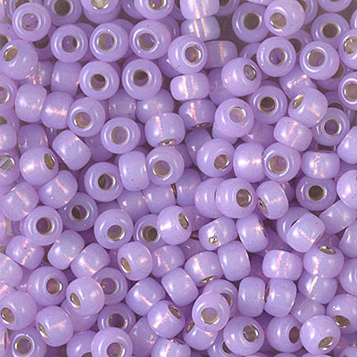 6-574:  6/0 Dyed Lilac Silverlined Alabaster Miyuki Seed Bead 