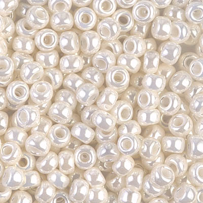 6-592:  6/0 Antique Ivory Pearl Ceylon Miyuki Seed Bead 