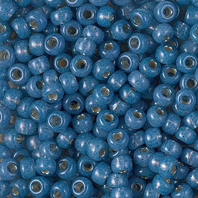 6-648:  6/0 Dyed Denim Blue Silverlined Alabaster Miyuki Seed Bead 