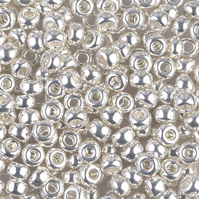 6-961:  6/0 Bright Sterling Plated Miyuki Seed Bead 