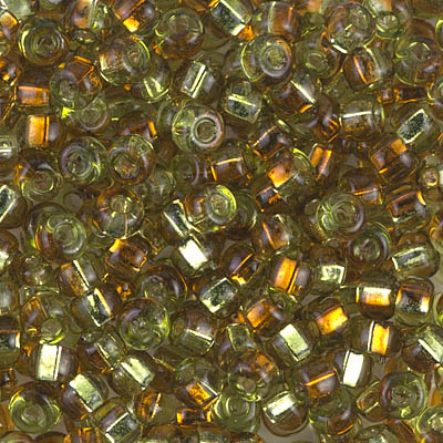 6S-3273:  6/0 Sq Hole Rococo Silverlined Chartreuse Topaz  Miyuki Seed Bead 