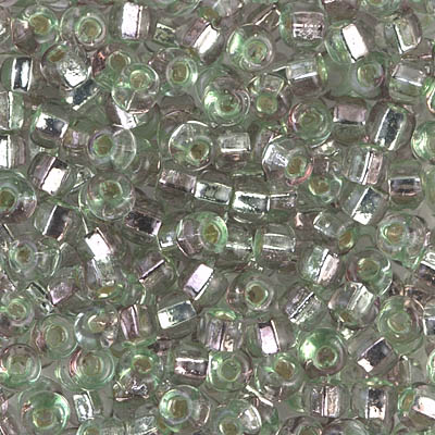 6S-3274:  6/0 Sq Hole Rococo Silverlined Light Seafoam Smoke  Miyuki Seed Bead 