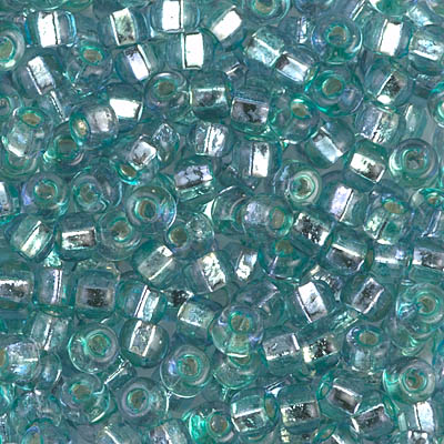 6S-3275:  6/0 Sq Hole Rococo Silverlined Aqua Amethyst  Miyuki Seed Bead 
