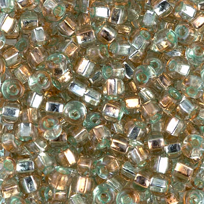 6S-3282:  6/0 Sq Hole Rococo Silverlined Aqua Light Bronze  Miyuki Seed Bead 