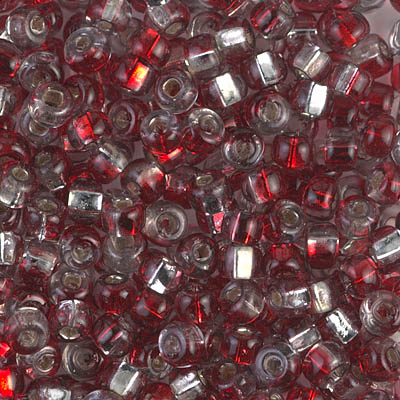 6S-3286:  6/0 Sq Hole Rococo Silverlined Ruby Crystal  Miyuki Seed Bead 