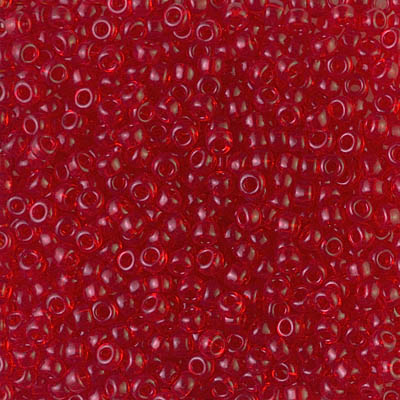 8-140:  8/0 Transparent Red Orange Miyuki Seed Bead 