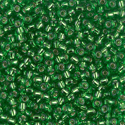 8-15:  8/0 Silverlined Light Green Miyuki Seed Bead 