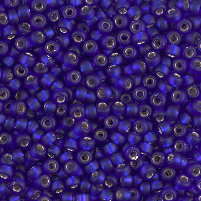 8-20F:  8/0 Matte Silverlined Cobalt Miyuki Seed Bead 