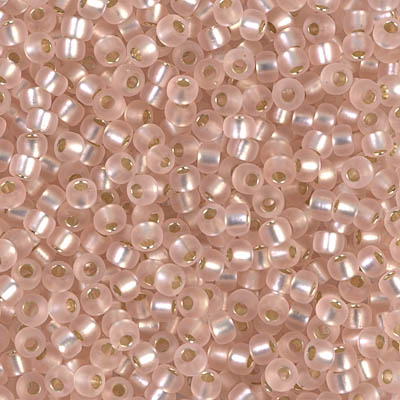 8-23F:  8/0 Matte Silverlined Light Blush Miyuki Seed Bead 