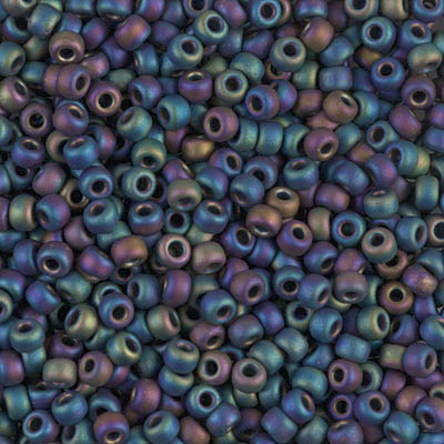 8-401FR:  8/0 Matte Black AB Miyuki Seed Bead 