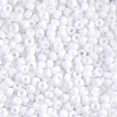 8-402F:  8/0 Matte White Miyuki Seed Bead 