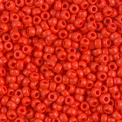 8-407:  8/0 Opaque Vermilion Red Miyuki Seed Bead 