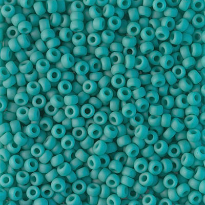 8-412F:  8/0 Matte Opaque Turquoise Green Miyuki Seed Bead 