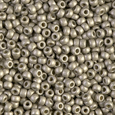 8-4221F:  8/0 Duracoat Galvanized Matte Light Pewter Miyuki Seed Bead 
