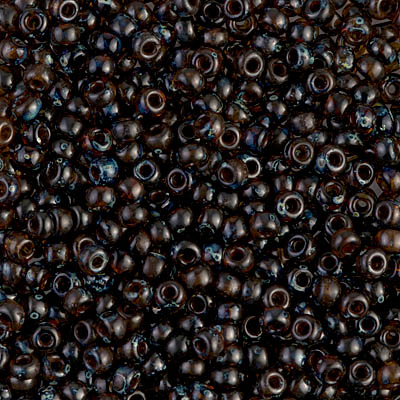 8-4502:  8/0 Transparent Dark Topaz Picasso Miyuki Seed Bead 