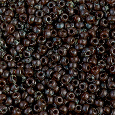8-4503:  8/0 Transparent Flame Red Picasso Miyuki Seed Bead 